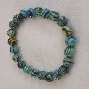 Blue and yellow stone stretchy bracelet